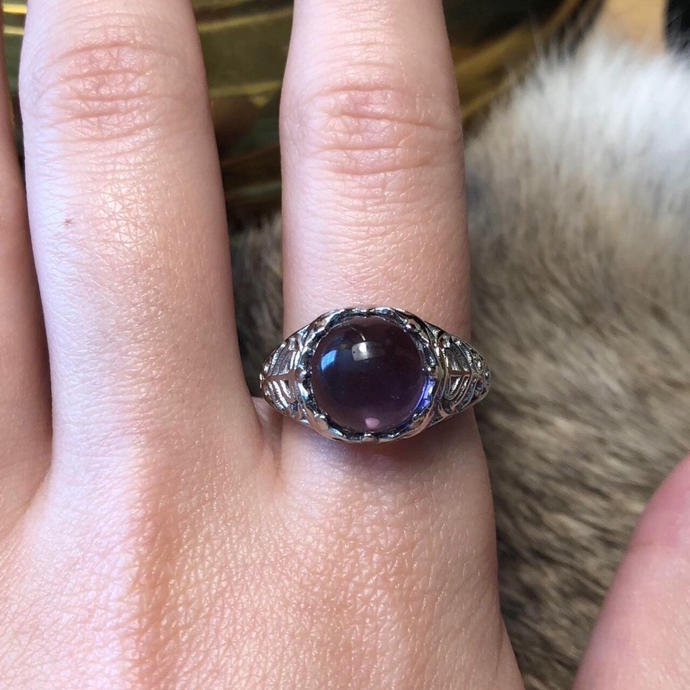 Vintage sterling silver amethyst orb ring - Picture 1 of 3